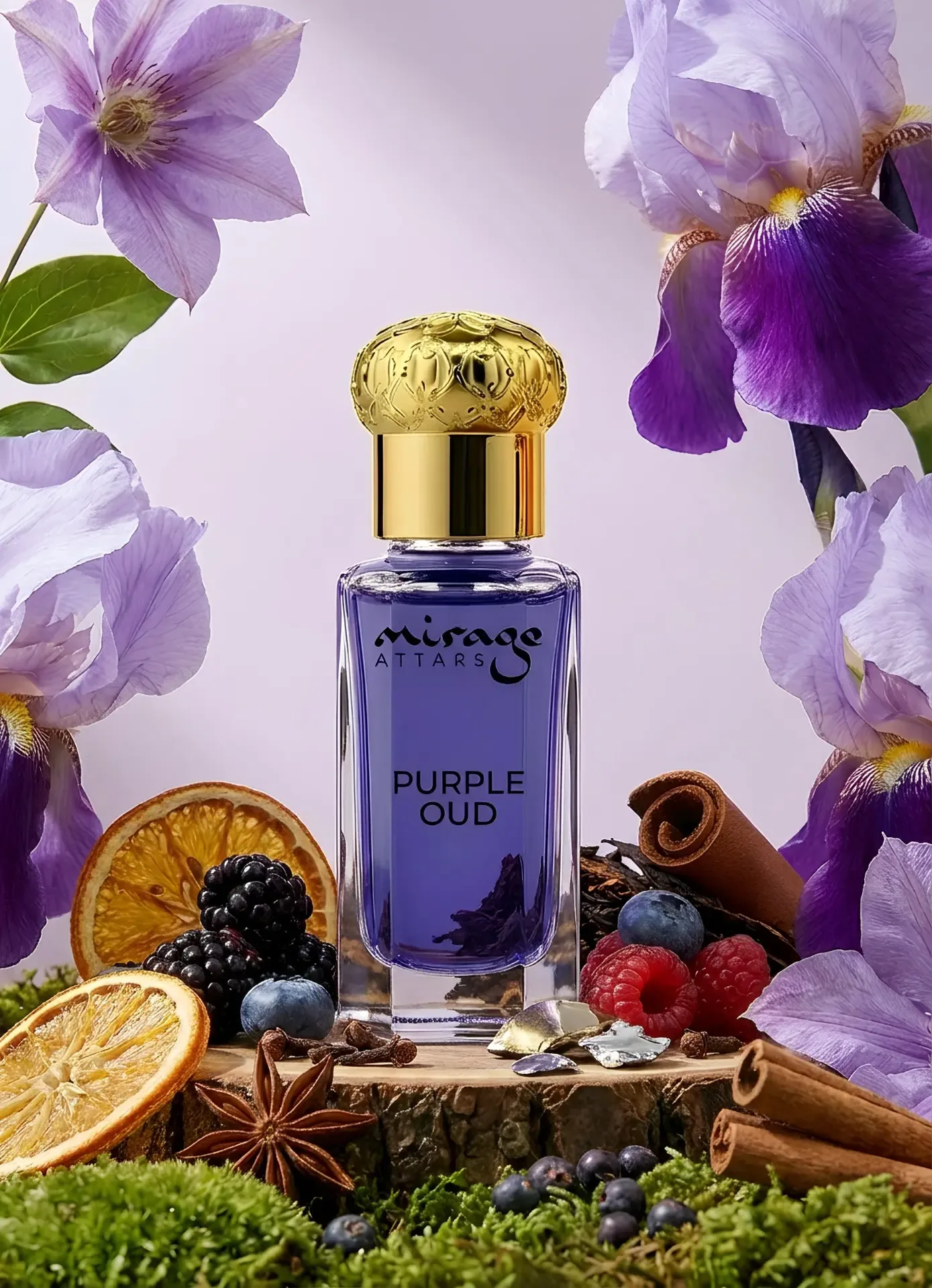 Purple Oud — oud attar in a 6 ML bottle with saffron by Mirage Attars