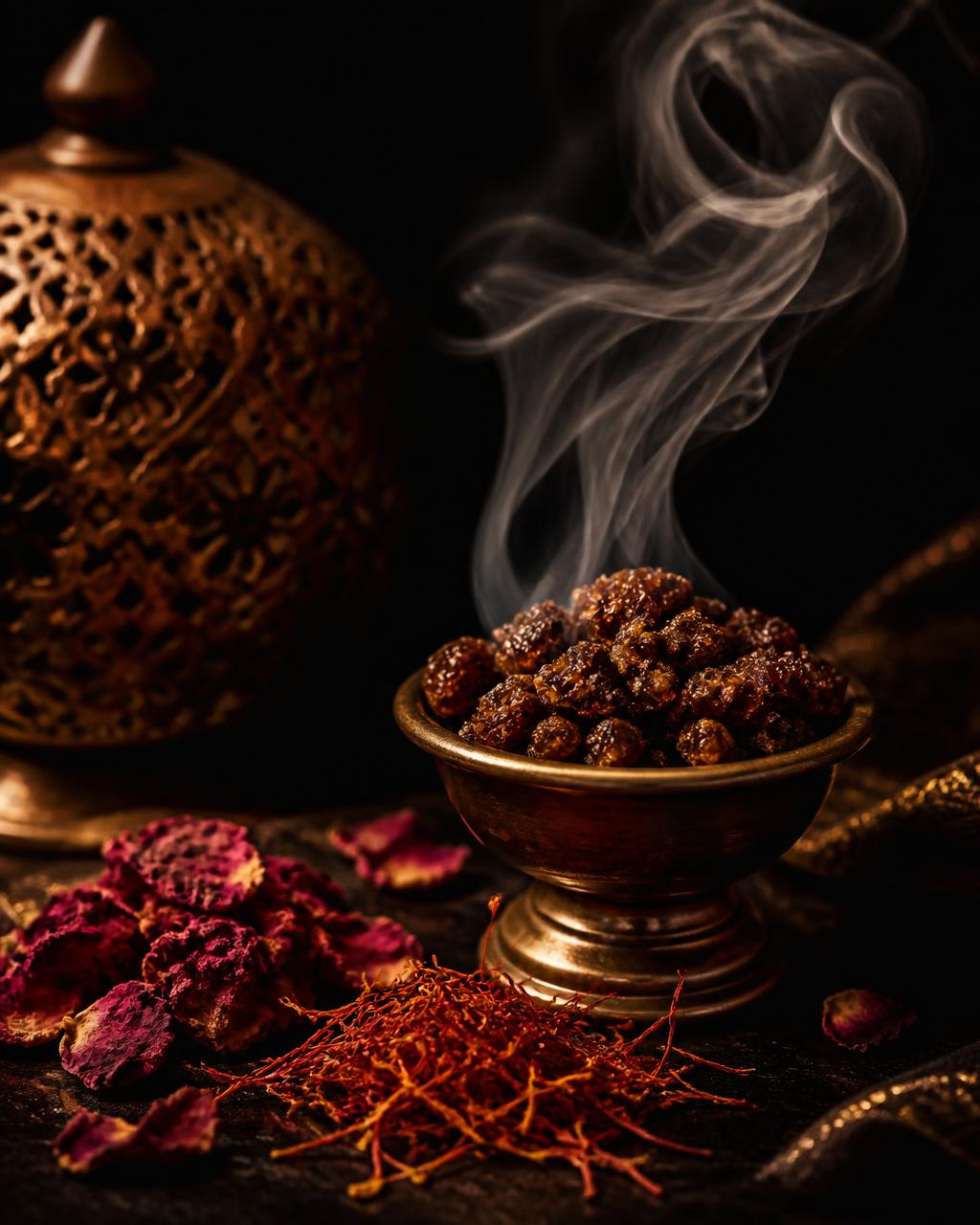 FASLI GULAB ZEERA bakhoor by Mirage Attars — Rose and saffron on a resin base — floral, warm and celebratory.